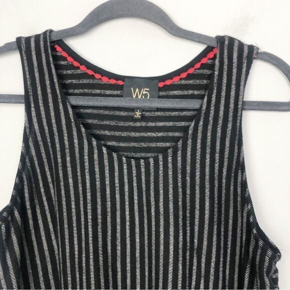 W5 | Vertical Stripe Tank Top Black Sleeveless Swing Women’s Size Large - Picture 4 of 8